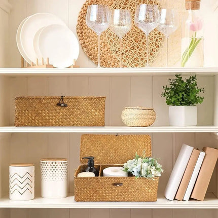 Woven Basket with Lid, Cosmetic Organizer – image 6
