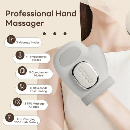 RelaxEase | Cordless Hand Massager with Heat & 5 Intensity Levels | Portable Relief for Hand Fatigue 2