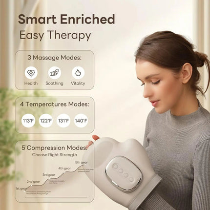 RelaxEase | Cordless Hand Massager with Heat & 5 Intensity Levels | Portable Relief for Hand Fatigue 5