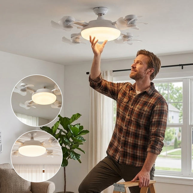 Remote Control Ceiling Fan Light Bulb with 3 Color Modes & Speeds | Easy Installation for Comfort and Convenience 1