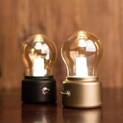 Retro Desk Lamp with USB Charger & LED Bulbs | Vintage Handheld Light for Home and Travel
