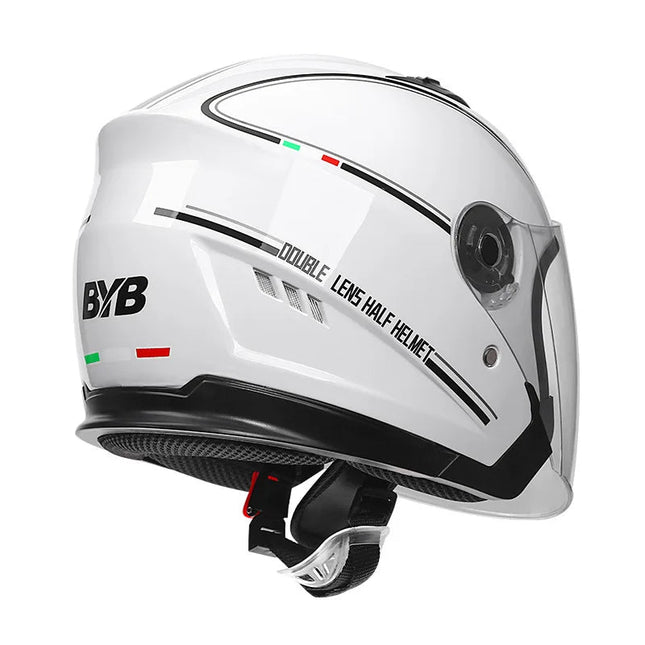 Retro 3/4 Open-Face Motorcycle Helmet with Dual Lens & Anti-Fog Visor | Lightweight ABS Design for Safety and Comfort 1
