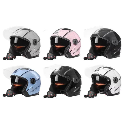 Retro 3/4 Open-Face Motorcycle Helmet with Dual Lens & Anti-Fog Visor | Lightweight ABS Design for Safety and Comfort 4