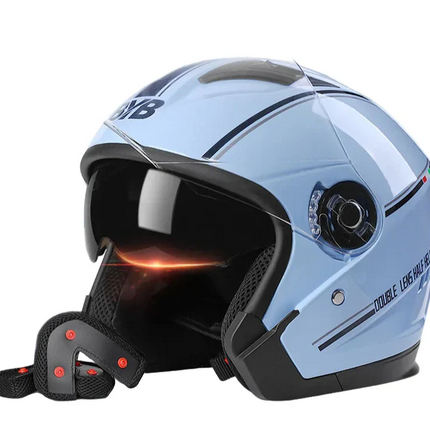 Retro 3/4 Open-Face Motorcycle Helmet with Dual Lens & Anti-Fog Visor | Lightweight ABS Design for Safety and Comfort 8