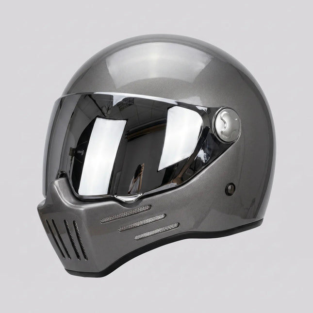 Retro Full-Face Helmet with Mirror-Style Visor for Bold Riding Style 0