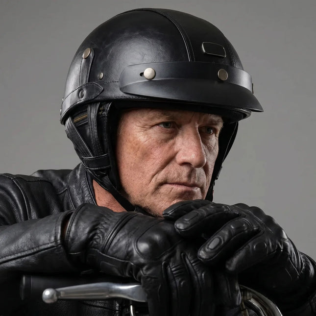 Retro Half Shell Motorcycle Helmet with Built-In Visor | Lightweight Design for Comfortable City Rides 1