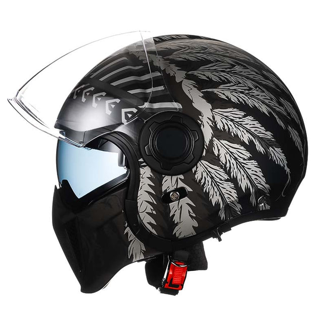 Retro Modular Helmet | Vintage Motorcycle Helmet with Detachable Chin Guard | DOT & ECE Certified for Safety and Style 0