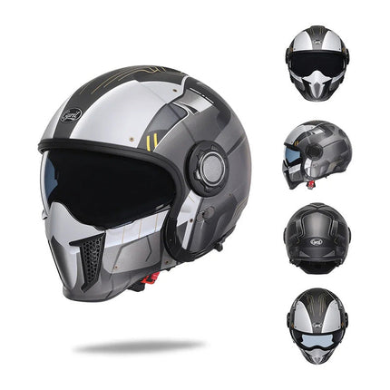 Retro Modular Helmet | Vintage Motorcycle Helmet with Detachable Chin Guard | DOT & ECE Certified for Safety and Style 13