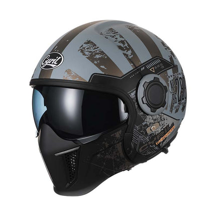 Retro Modular Helmet | Vintage Motorcycle Helmet with Detachable Chin Guard | DOT & ECE Certified for Safety and Style 2