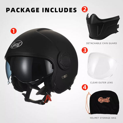 Retro Modular Helmet | Vintage Motorcycle Helmet with Detachable Chin Guard | DOT & ECE Certified for Safety and Style 5