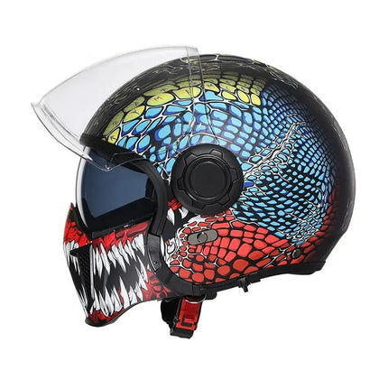 Retro Modular Helmet | Vintage Motorcycle Helmet with Detachable Chin Guard | DOT & ECE Certified for Safety and Style 9