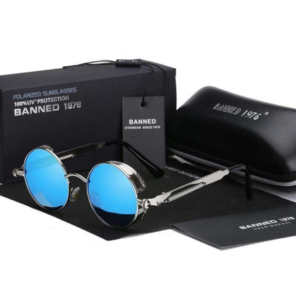 Retro Round Polarized Sunglasses with Steampunk Design | Stylish Eye Protection for Everyday Adventures 0
