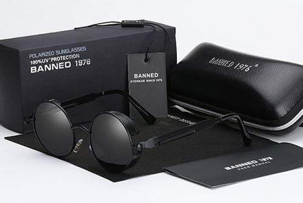 Retro Round Polarized Sunglasses with Steampunk Design | Stylish Eye Protection for Everyday Adventures 1