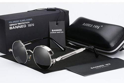 Retro Round Polarized Sunglasses with Steampunk Design | Stylish Eye Protection for Everyday Adventures 2
