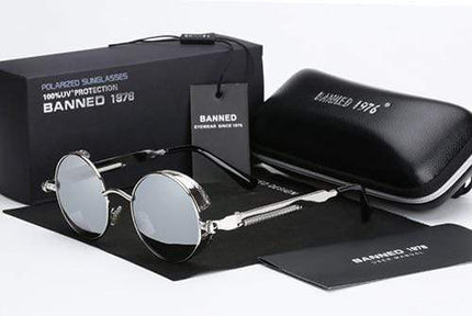 Retro Round Polarized Sunglasses with Steampunk Design | Stylish Eye Protection for Everyday Adventures 7