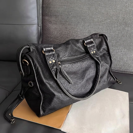 Retro Style Handbag | Spacious Black PU Leather with Adjustable Strap | Versatile Design for Everyday Use 3