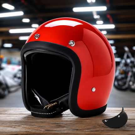 Retro Style | Low Profile Motorcycle Helmet with DOT & ECE Certification | Lightweight Design for Comfort and Safety