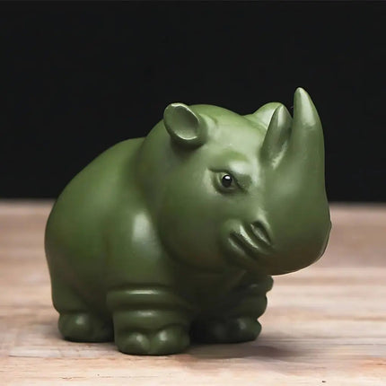 Rhino Tea Pet Decoration, Purple Sand Clay Tea Pet Ornament