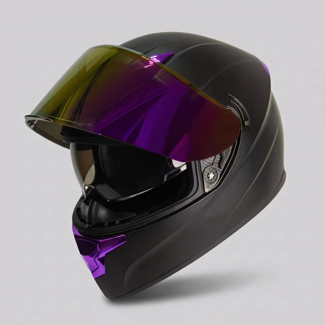 Rider's Choice | Full-Face Motorcycle Helmet with Protective Visor | Comfortable Purple Design for Safe Riding 0