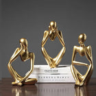Abstract Sculptures Set of 3, Gold Statue for Mantel Decor, Modern Sculpture for Living Room Decor and Shelf Decor
