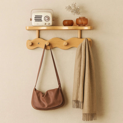 Ripple Collection | Wall Mounted Coat Rack with Shelf & Hooks | Stylish Storage Solution for Organized Entryways 3