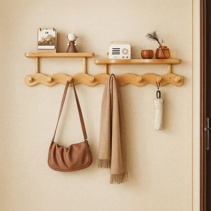 Ripple Collection | Wall Mounted Coat Rack with Shelf & Hooks | Stylish Storage Solution for Organized Entryways 5