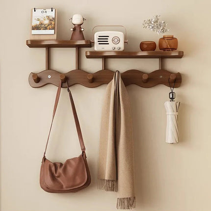 Ripple Collection | Wall Mounted Coat Rack with Shelf & Hooks | Stylish Storage Solution for Organized Entryways 7