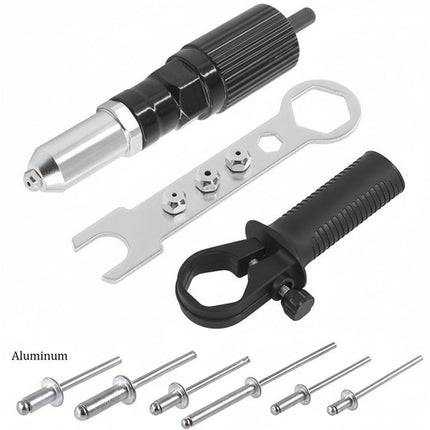 Rivet Tool Kit | Electric Drill Adapter with Interchangeable Nozzles | Versatile Fastening Solution for Home Repairs 2
