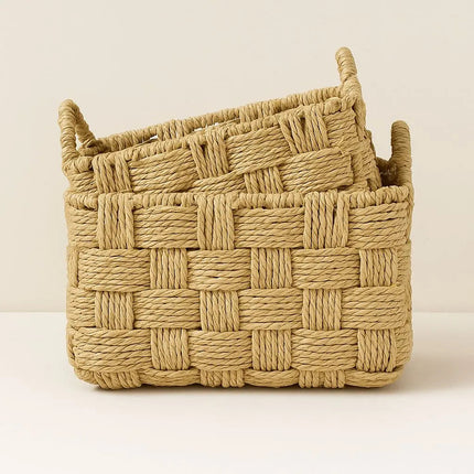 Rope Storage Basket with Handles, Handwoven Rope Basket for Shelf, Decorative Basket for Home Decor