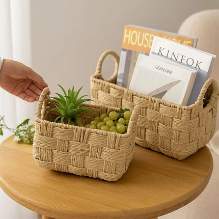 Rope Storage Basket with Handles, Decorative Basket for Home Decor