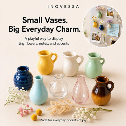 Fridge Magnets, Mini Ceramic Vase Refrigerator Magnets for Flowers