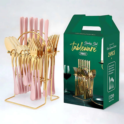 Silverware Set with Storage Rack, Wedding Gift – image 9