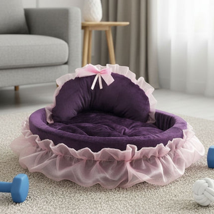 Dog Beds, Cat Bed with Ruffled Trim and Raised Backrest – image 6