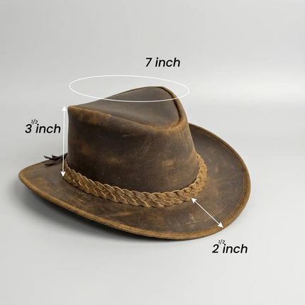 Rugged Outback Cowboy Hat | Weathered Finish with Shapeable Brim | Stylish Protection for Outdoor Adventures 2