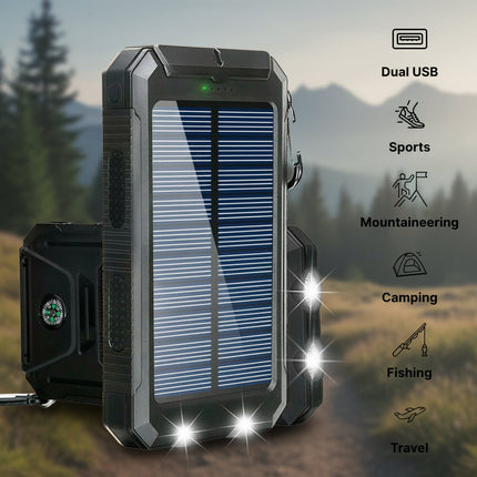 Rugged Solar Power Bank | 20000mAh Portable Charger with Dual USB Ports | Waterproof Design for Outdoor Adventures 4