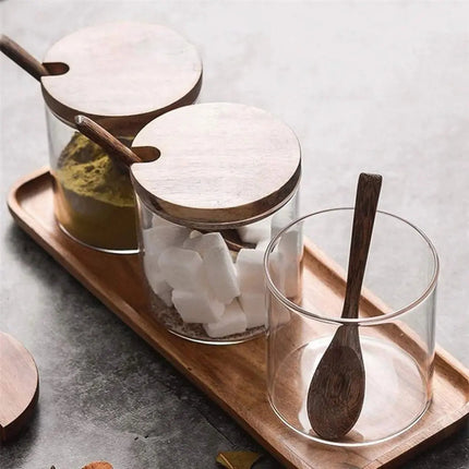 Spice Jars with Acacia Wood Lids, Rustic Spice Organizer – image 5