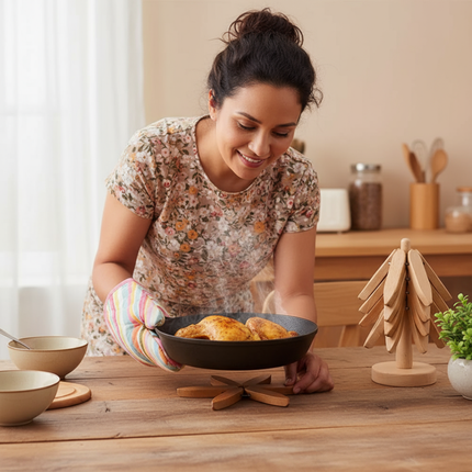 Rustic Charm | Wood Trivet for Hot Dishes & Pots | Safe Surface Protection for Cozy Meals 8