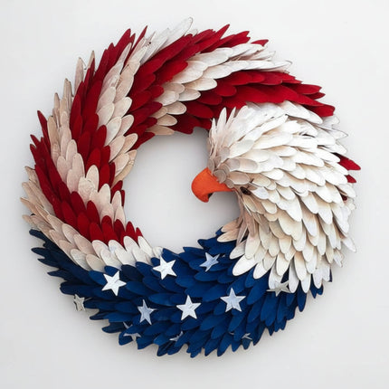 Rustic Eagle Wreath | Handcrafted Patriotic Decor with Weather-Resistant Design | Unique Tribute for Veterans 0