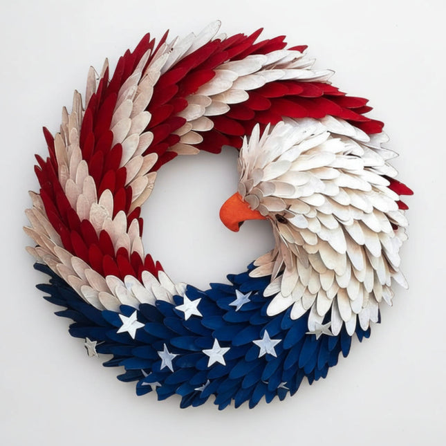 Rustic Eagle Wreath | Handcrafted Patriotic Decor with Weather-Resistant Design | Unique Tribute for Veterans 0