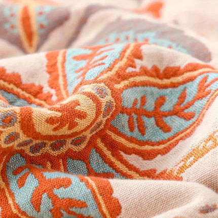 Rustic Floral Boho Blanket | 100% Cotton for Sensitive Skin with Breathable Comfort 6