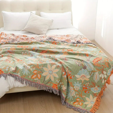 Rustic Floral Boho Blanket | 100% Cotton for Sensitive Skin with Breathable Comfort 7