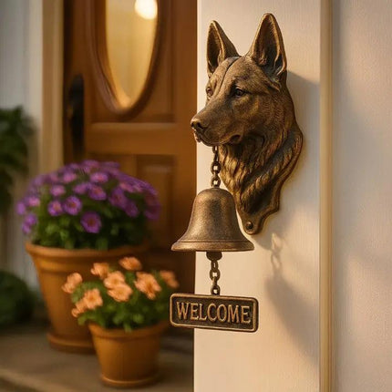 Rustic Welcome Bell | German Shepherd Design with Artisan Craftsmanship | Perfect Accent for Home Decor 0