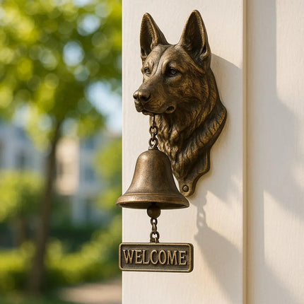 Rustic Welcome Bell | German Shepherd Design with Artisan Craftsmanship | Perfect Accent for Home Decor 1