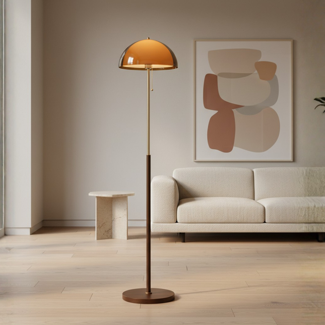 Rustina | Modern Floor Lamp with Retro Amber Dome | Elegant Lighting for Cozy Spaces 0