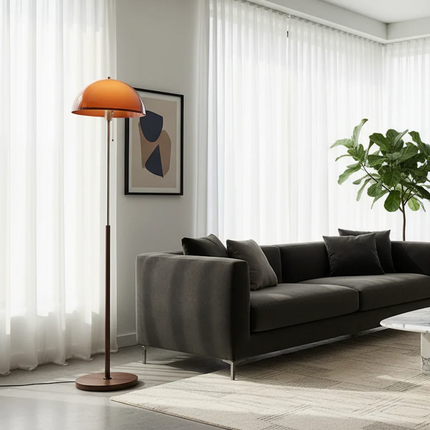 Rustina | Modern Floor Lamp with Retro Amber Dome | Elegant Lighting for Cozy Spaces 1