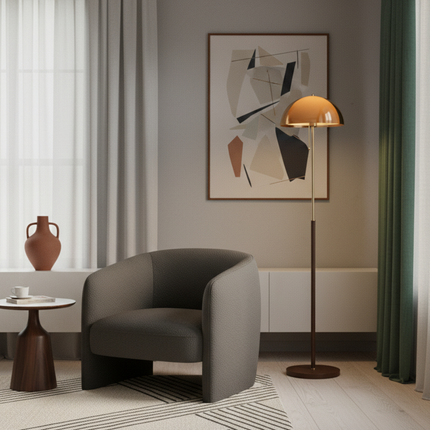 Rustina | Modern Floor Lamp with Retro Amber Dome | Elegant Lighting for Cozy Spaces 4