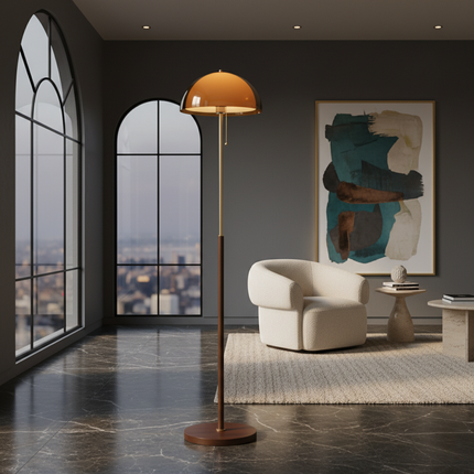 Rustina | Modern Floor Lamp with Retro Amber Dome | Elegant Lighting for Cozy Spaces 5