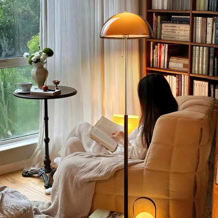 Rustina | Modern Floor Lamp with Retro Amber Dome | Elegant Lighting for Cozy Spaces 6