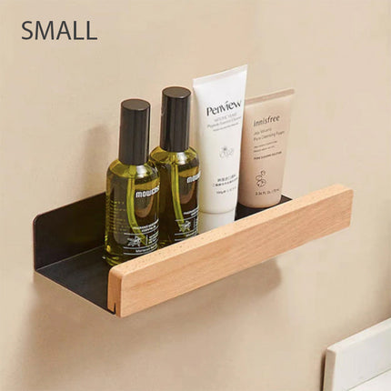 Wall Shelf for Bathroom, Wooden Shelves with Aluminum Frame – image 10