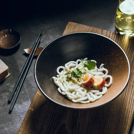 Japanese Creative Tableware Set - Elegant Bamboo Hat | Ceramic Bowl Set with Unique Design - Perfect for Ramen, Rice & Soup